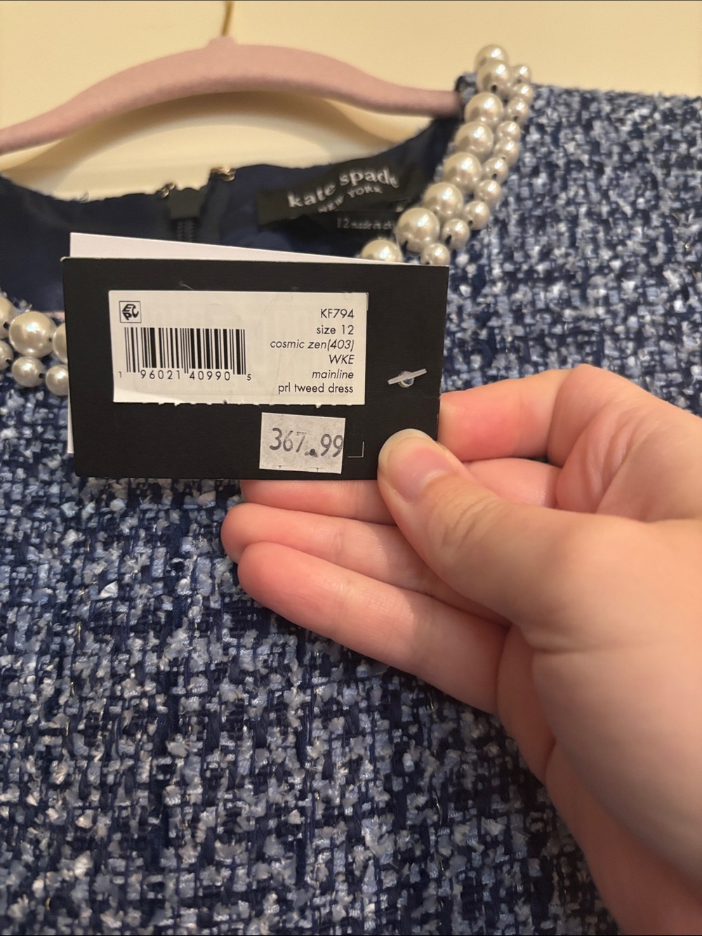 kate spade Blue Tweed Pearl-Trim Sleeveless Mini Dress - Picture 5 of 5